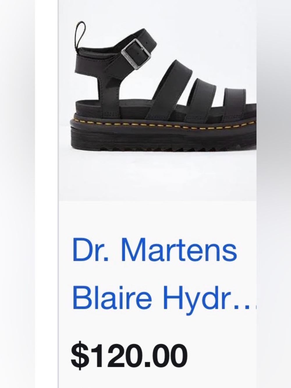 Dr. Martens Black Platform Strappy Sandals with Yellow Stitching Size 8